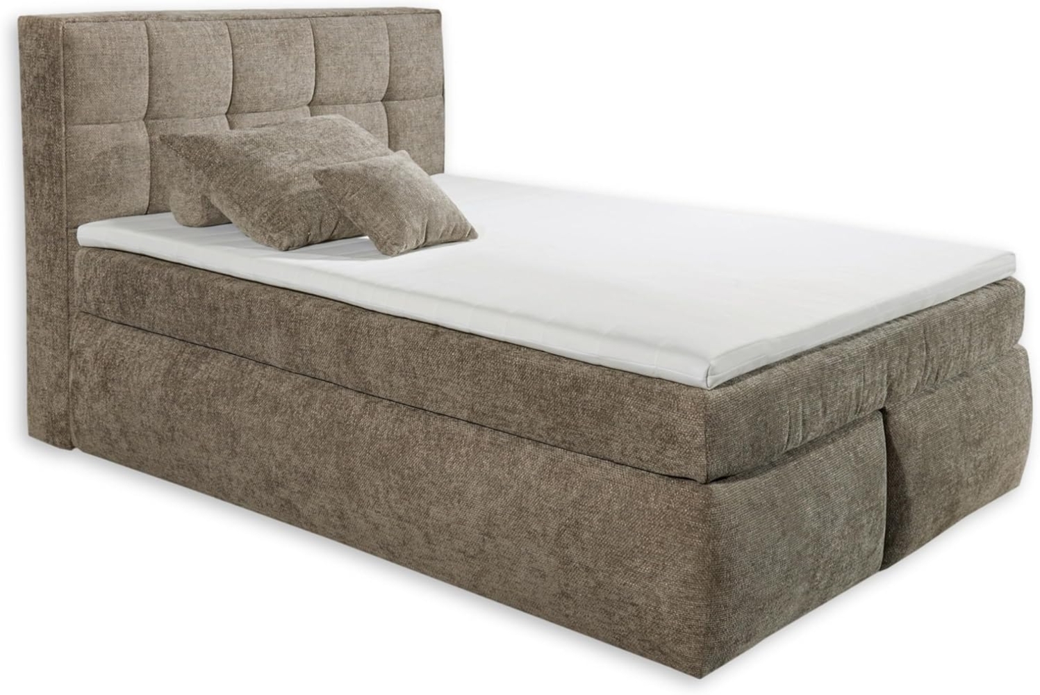 MICHIGAN 6 Boxspringbett 140x200, Stone - Bequemes Doppelbett mit 7-Zonen Federkern Wendematratze & Kaltschaum Topper - 150 x 128 x 225 cm (B/H/T) Bild 1