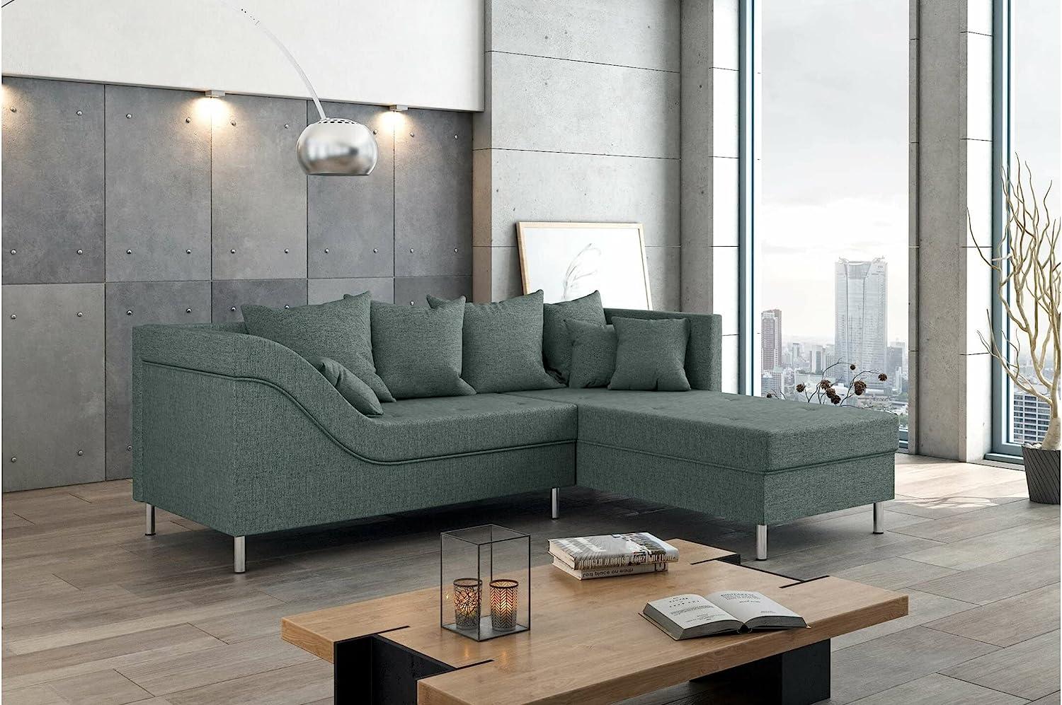 Stylefy Toffi Ecksofa Strukturstoff LARS Grau Rechts Bild 1