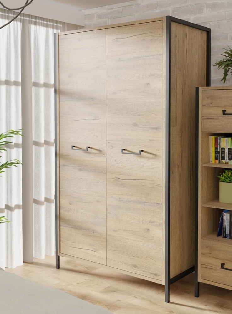 FORTE Oriental Tree Moderner Kleiderschrank 110, 2-türig, Beige/Braun, 109,1 cm B x 199,9 cm H x 62,2 cm T Bild 1