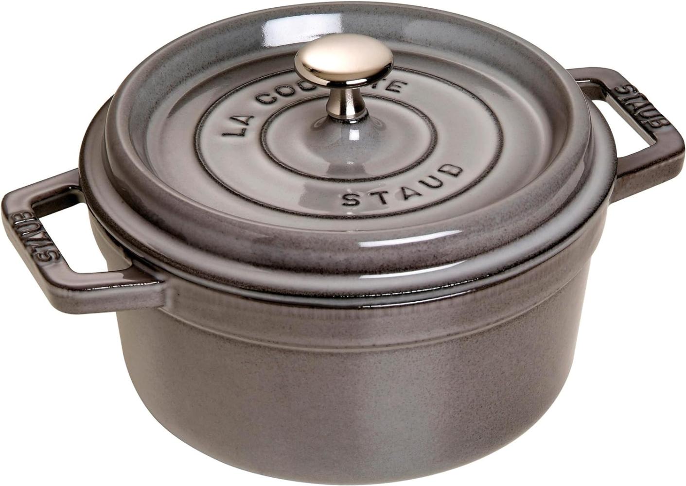 STAUB Gusseisen Bräter/Cocotte, Rund 20 cm, 2,24 L, Aromaregen Funktion, Für alle Herdarten geeignet, Graphitgrau Bild 1