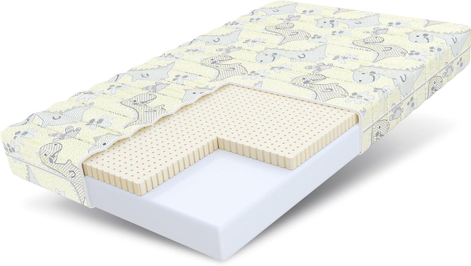 Matratze DREAM 80x200 cm Kaltschaum H2 H3 LATEX 11 cm Dino Bezug Bild 1