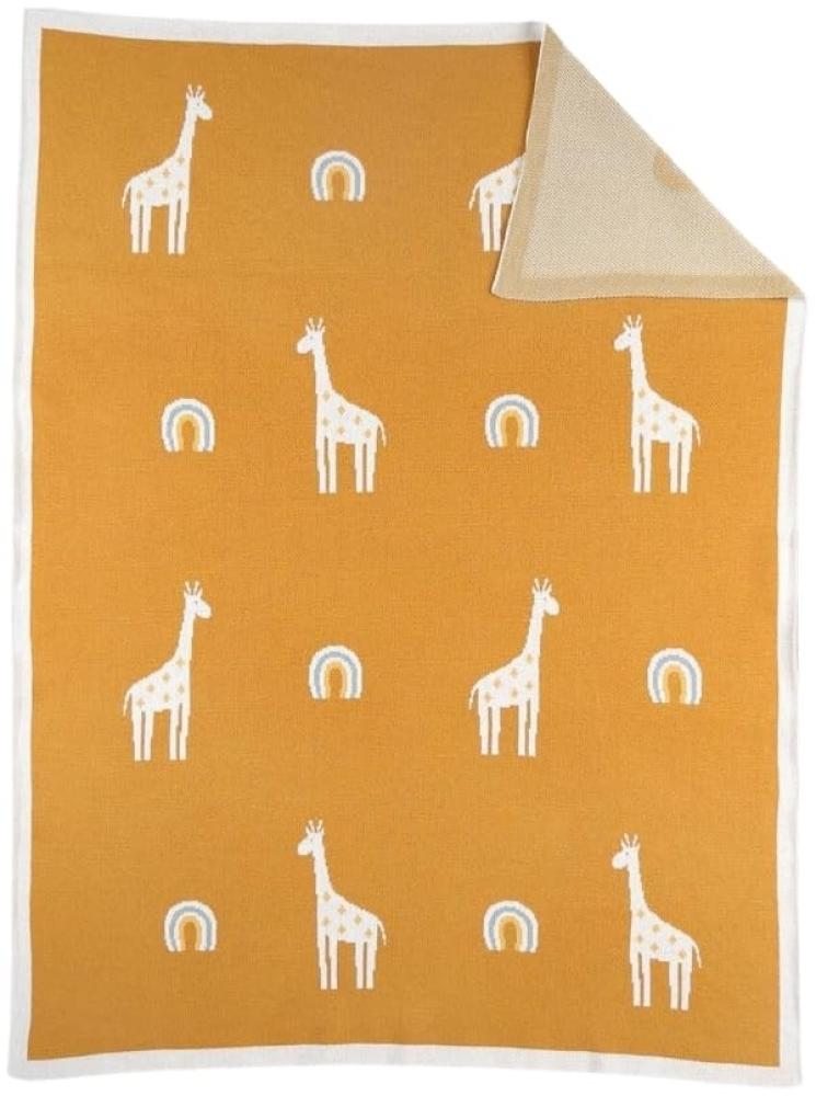 NOUKIES Strickdecke aus Jacquard, Bio, Tiga, Giraffen, Gelb, 75 x 100 cm Bild 1