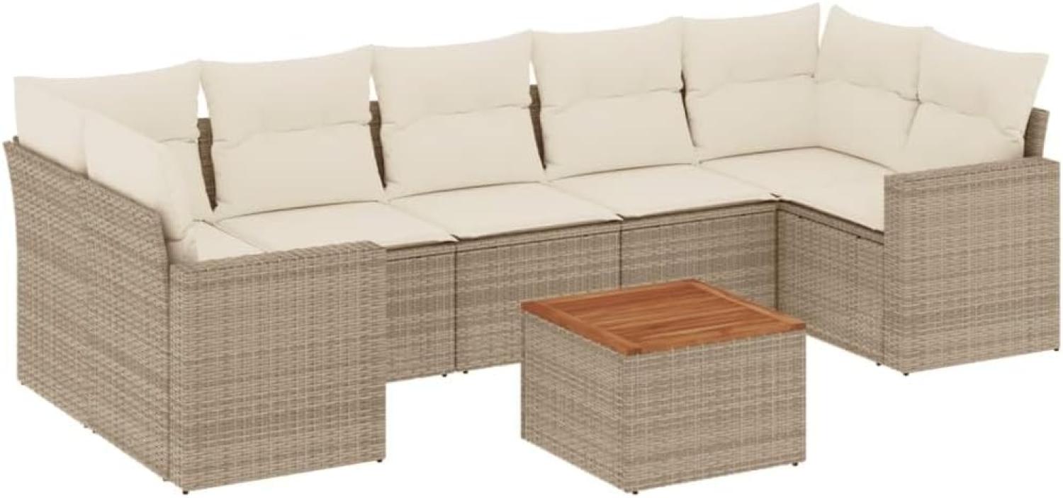 vidaXL 8-tlg. Garten-Sofagarnitur mit Kissen Beige Poly Rattan 3224035 Bild 1