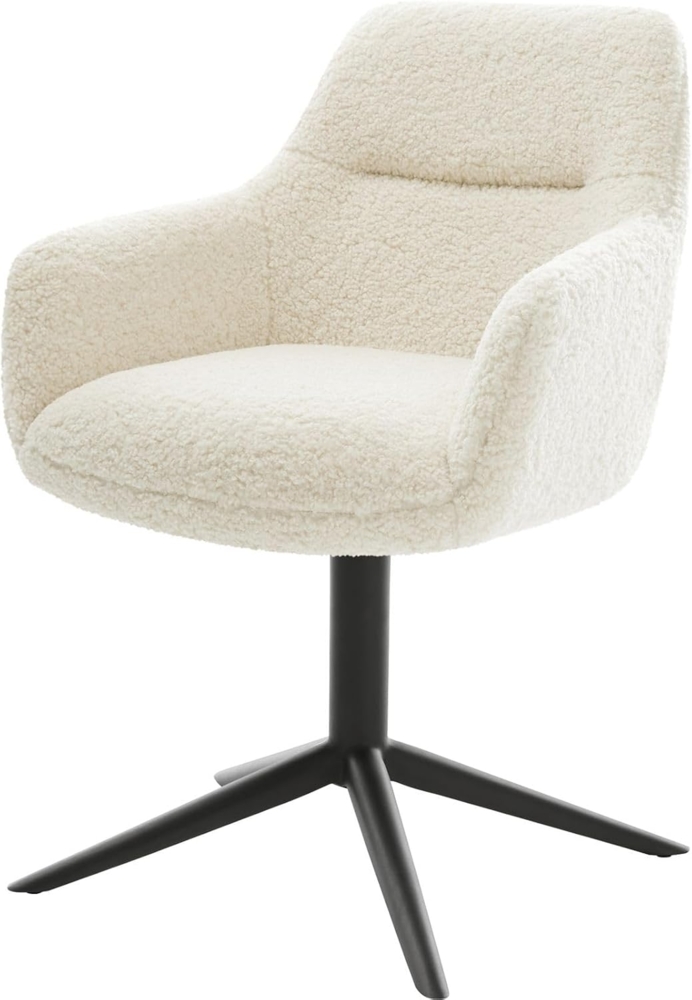 Drehstuhl Pejo-Flex Teddystoff Beige Fußkreuz Schwarz 360° drehbar Wippfunktion Taschenfederkern Bild 1