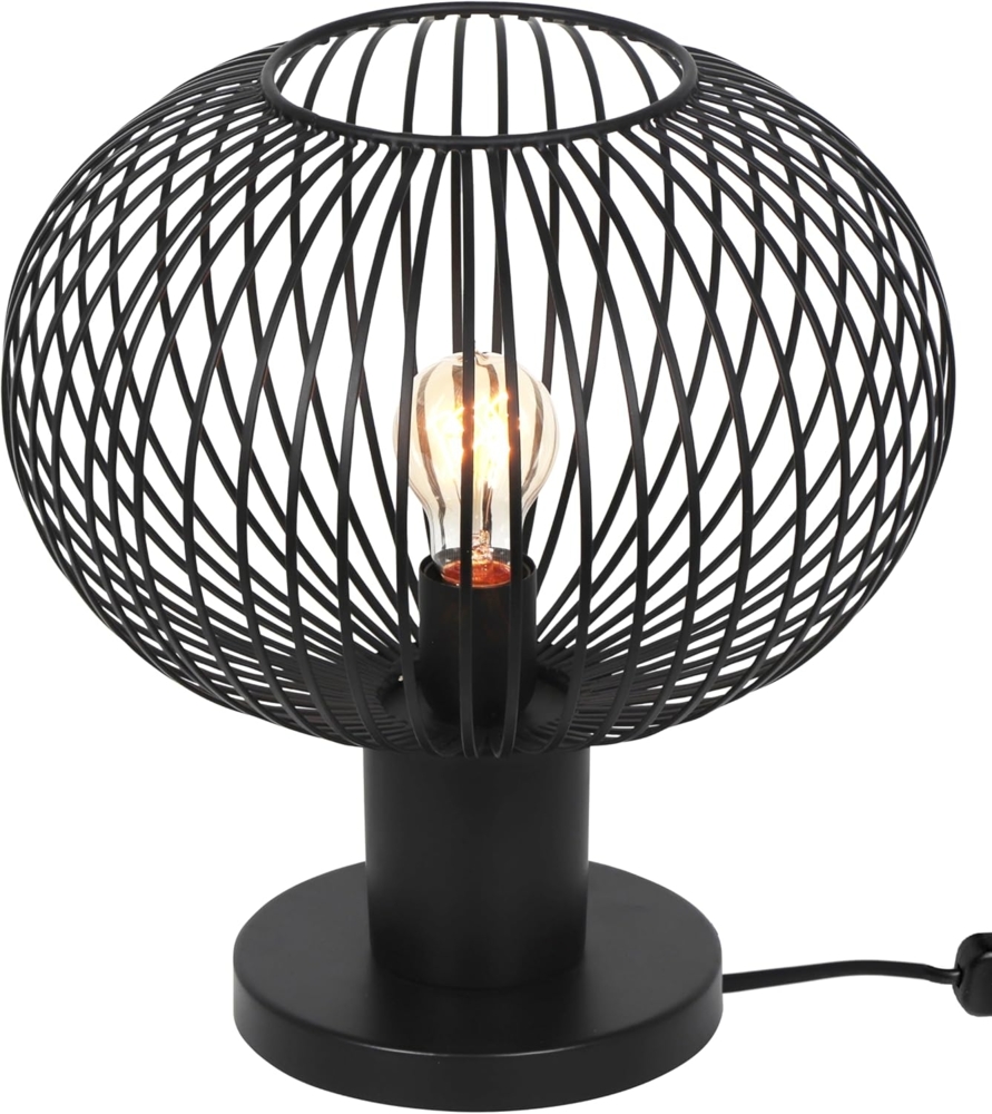 Tischleuchte GILA mit Gitter Lampenschirm Schwarz, Höhe 37cm Bild 1