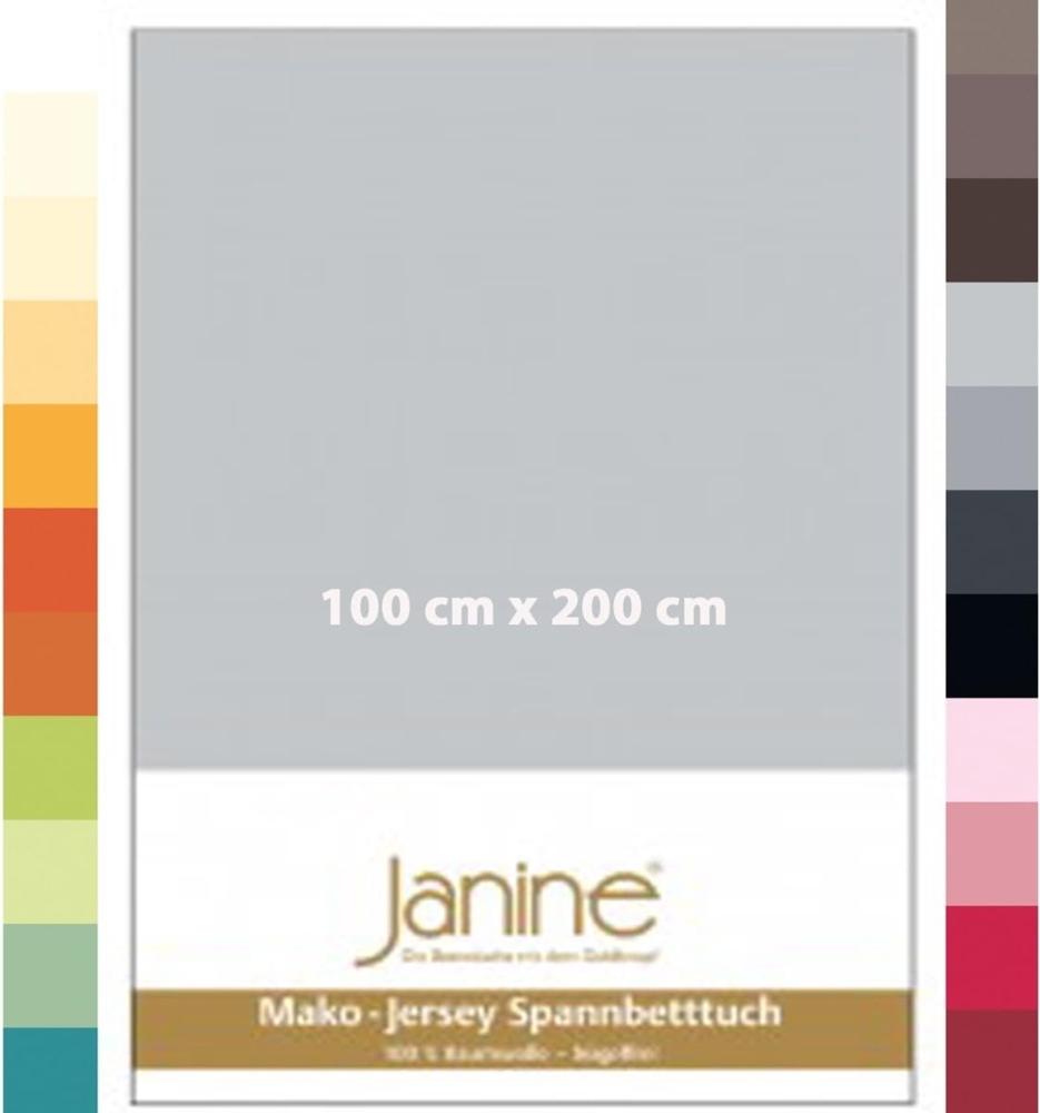 Janine Mako-Jersey Spannbetttuch Spannbettlaken 100% naturreine Baumwolle 90-100cm x 190-200cm 27 leinen Bild 1