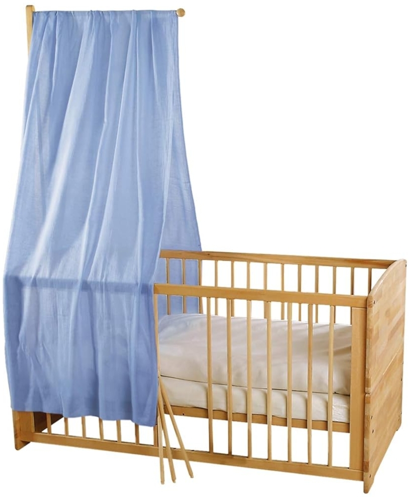 Bio Baby Betthimmel 100% Bio-Baumwolle (kbA) GOTS zertifiziert, Hellblau, 115 x 300 cm Bild 1