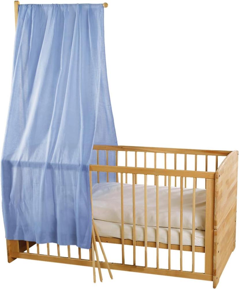 Bio Baby Betthimmel 100% Bio-Baumwolle (kbA) GOTS zertifiziert, Hellblau, 115x300 cm Bild 1