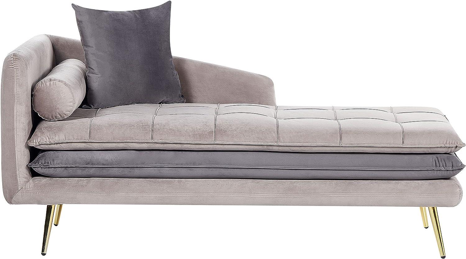 Chaiselongue Samtstoff taupe dunkelgrau linksseitig GONESSE Bild 1