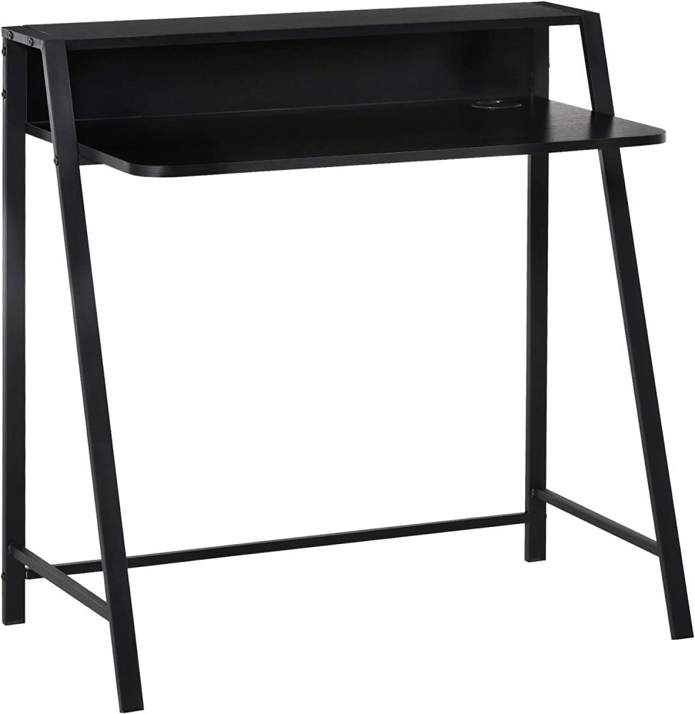 HOMCOM Schreibtisch Computertisch Bürotisch Arbeitstisch mit Ablagefach Kabeldurchlass Metall Schwarz 84 x 45 x 85 cm Bild 1