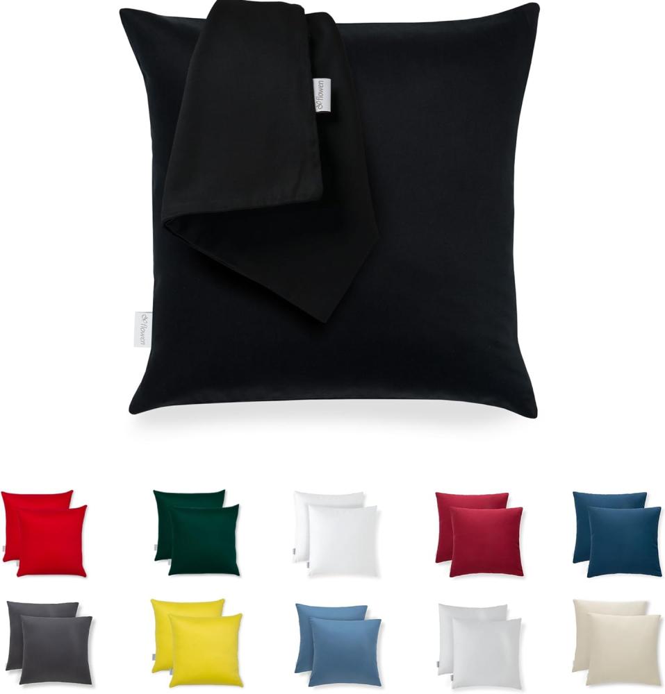 Kissenbezug 60x60 Mikrofaser Premium 2er Set Kissenhülle Deko für Kissen Sofa/Bett Stoff Superweicher Resistent Hypoallergen Anti-Milben Atmungsaktiv Kopfkissenbezug mit Verdecktem Zip Voll Waschbar Bild 1
