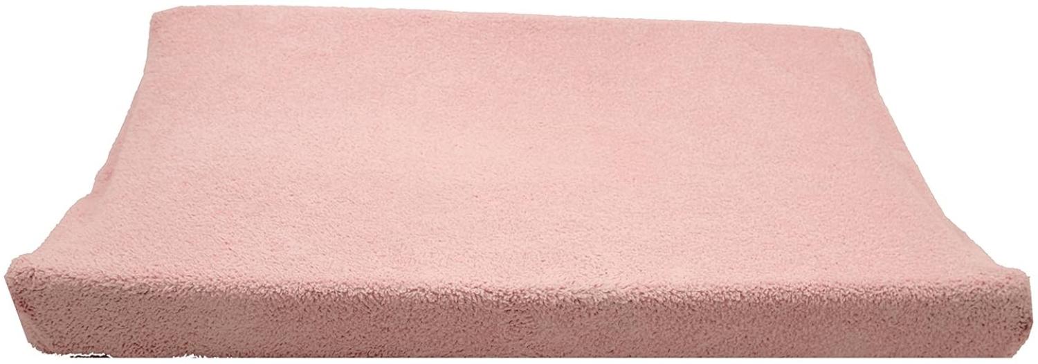 Ti TIN | Wickeltischauflagenbezug aus Frottee-Stoff, 80x50 cm | weicher und saugfähiger Wickelunterlagenbezug, Bezug aus adaptivem elastischem Gewebe, 100% Mikrofaser, Farbe: rosa Bild 1