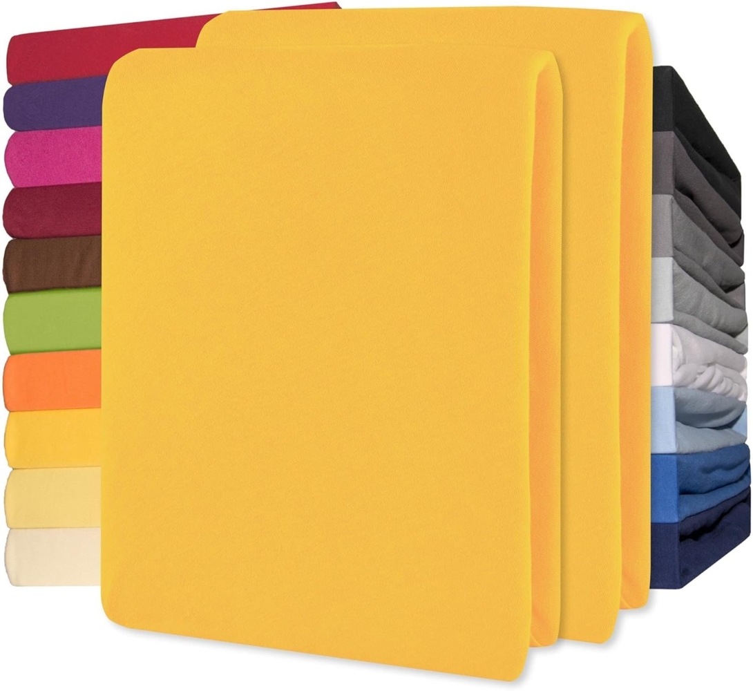 CelinaTex Jersey Spannbettlaken Lucina Doppelpack 140x200-160x200 cm mais gelb 100% Baumwolle gekämmt bis 26cm Matratzenhöhe Oeko-TEX Bild 1