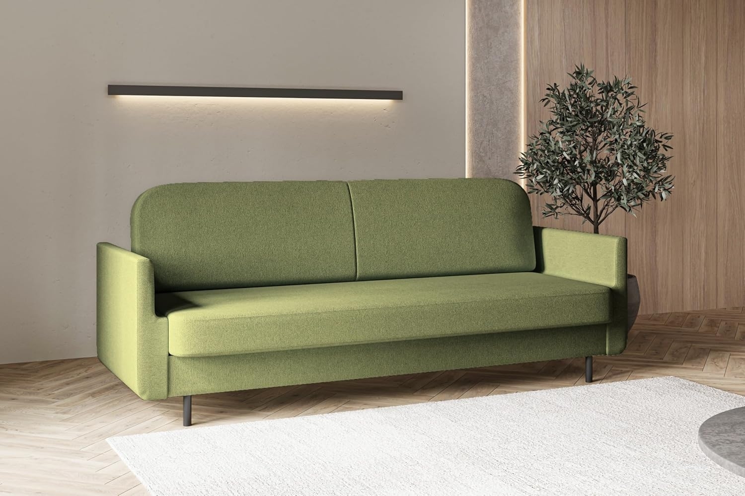 MOEBLO Schlafsofa POUCH, Couch Polstermöbel Sitzmöbel Wohnzimmermöbel 3-Sitzer-Sofa Stoffsofa, Elegantes, funktionales Design mit Schlaffunktion und zusätzlichem Stauraum, mit Relaxfunktion Bild 1