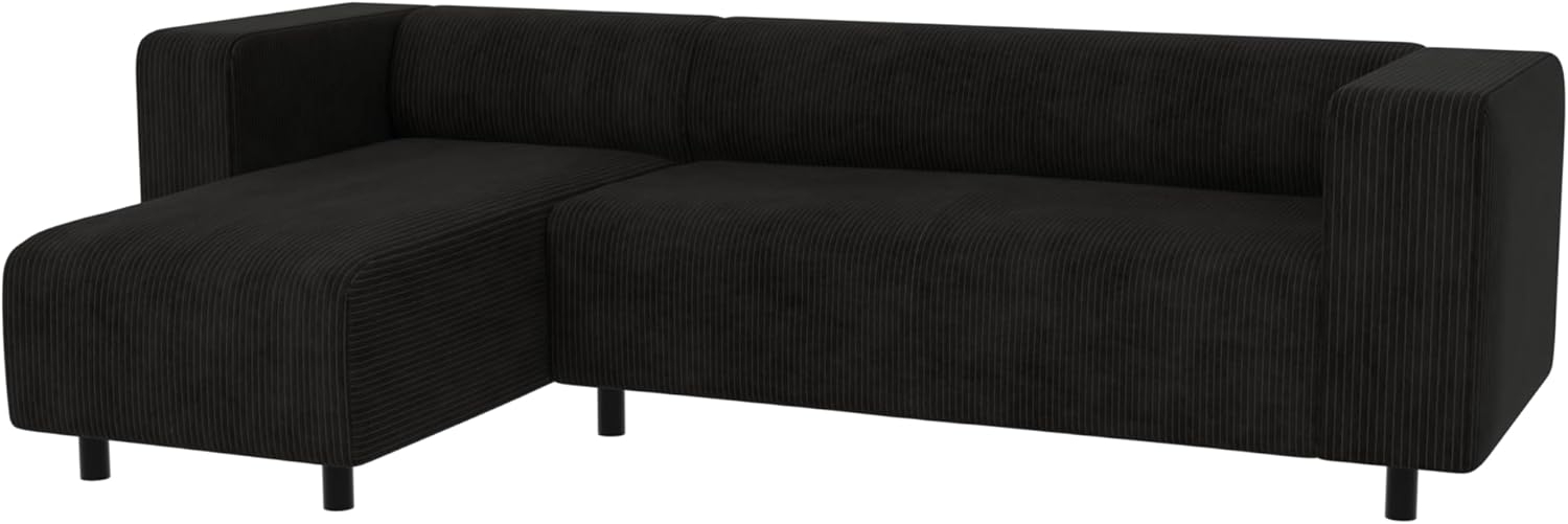 S-Style Möbel Ecksofa mit Ottomane Gustav aus Cord-Stoff mit bequemem Sitz, mit Wellenfederung Bild 1