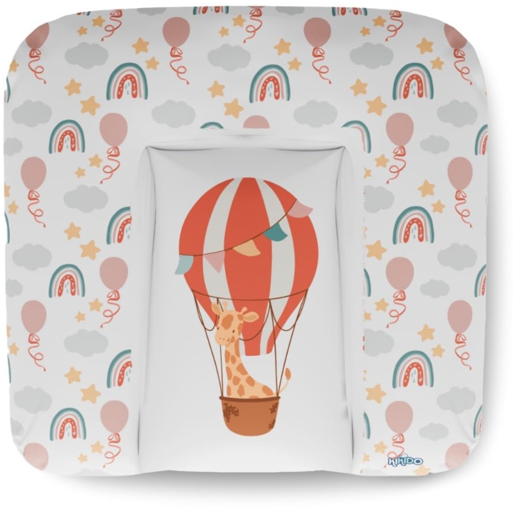 Kikido Wickelauflage 75x70 cm - Heißluftballon - Baby Wickelauflagen Wasserfest, Abwaschbar und Pflegeleicht - Wickelunterlage Weich Tragbare, Leicht zu Reinigen - Universal-Wickelauflage 75x70 Bild 1