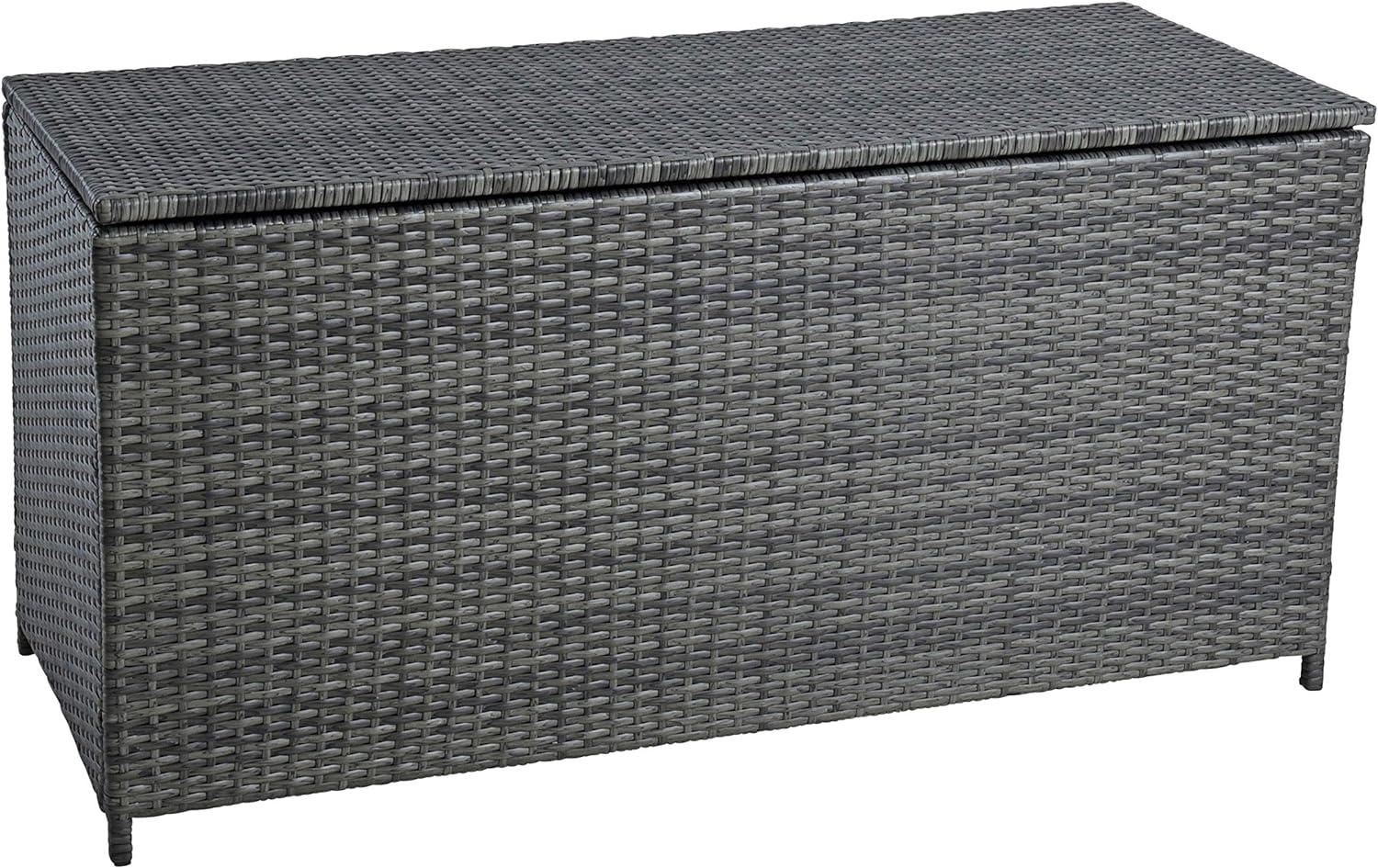 Auflagenbox Poly Rattan Kissenbox Gartenbox Aufbewahrungsbox Anthrazit-Grau Bild 1