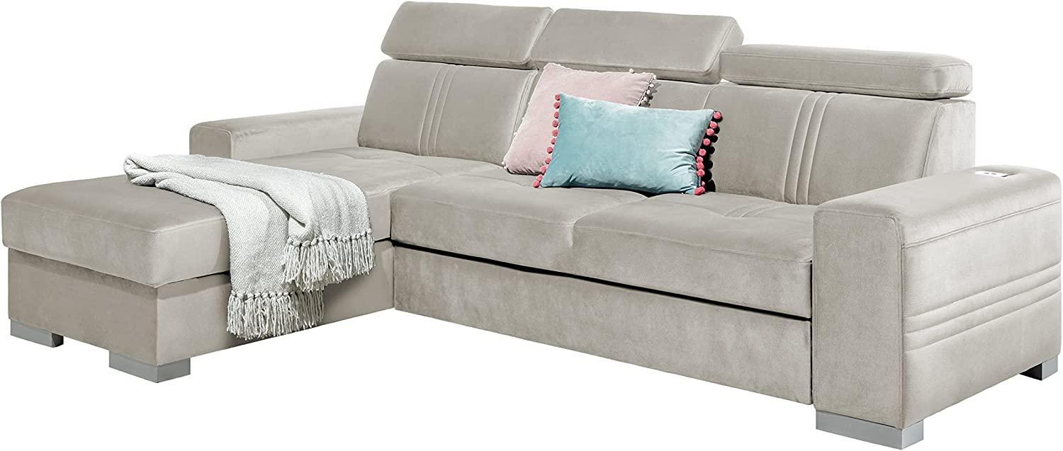 99rooms Neilo Ecksofa Velours MONOLITH Creme Links mit Bild 1