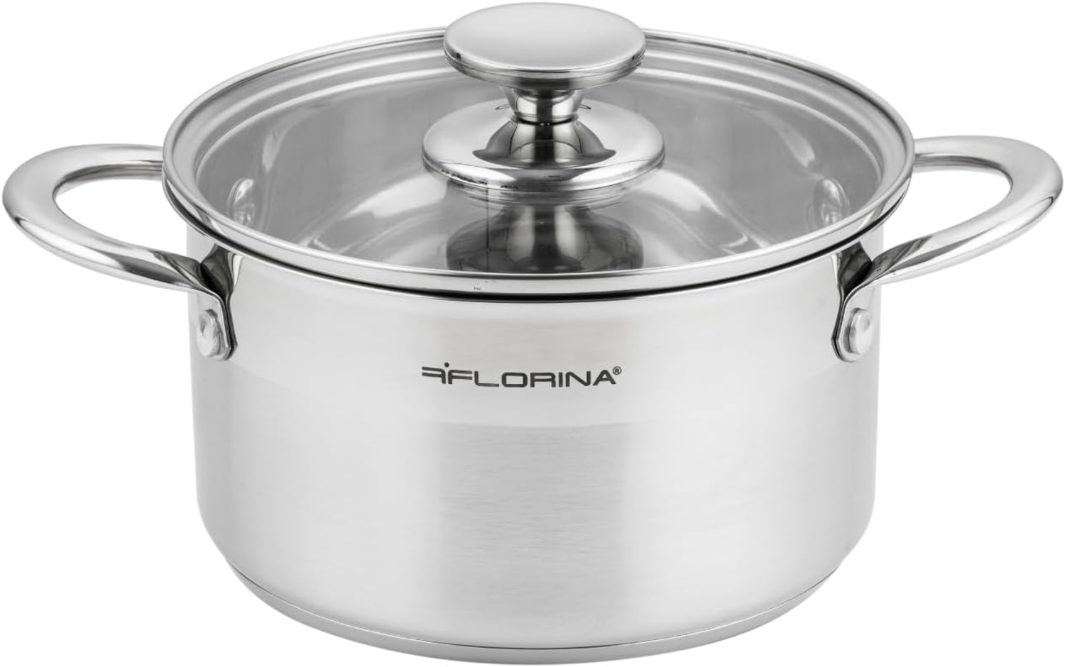 FLORINA Edelstahl Topf 2,5 l 18 cm Durchmesser I Energiesparender Kochtopf FALCON I Topf mit Glasdeckel und Messskala I 3-lagiger Boden gleichmäßige Wärmeverteilung I Ideal für alle Herdarten Bild 1