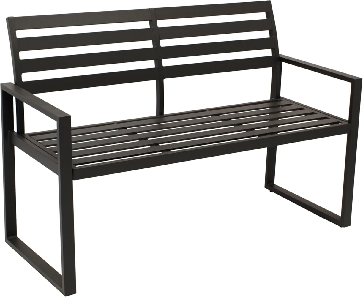 DEGAMO Gartenbank ATLANTA, 2-sitzer 123cm, Aluminium rostfrei in schwarz, modern Bild 1