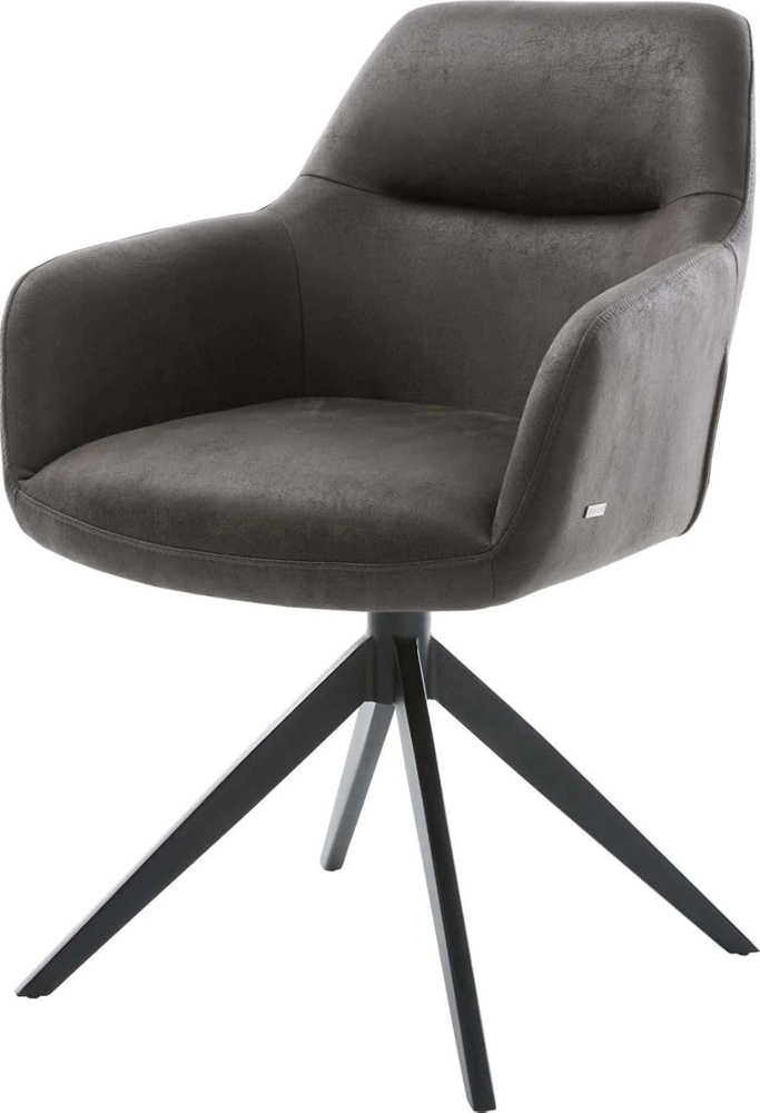 Drehstuhl Pejo-Flex Mikrofaser Anthrazit Vintage Kreuzgestell breit Schwarz 360° drehbar Wippfunktion Taschenfederkern Bild 1