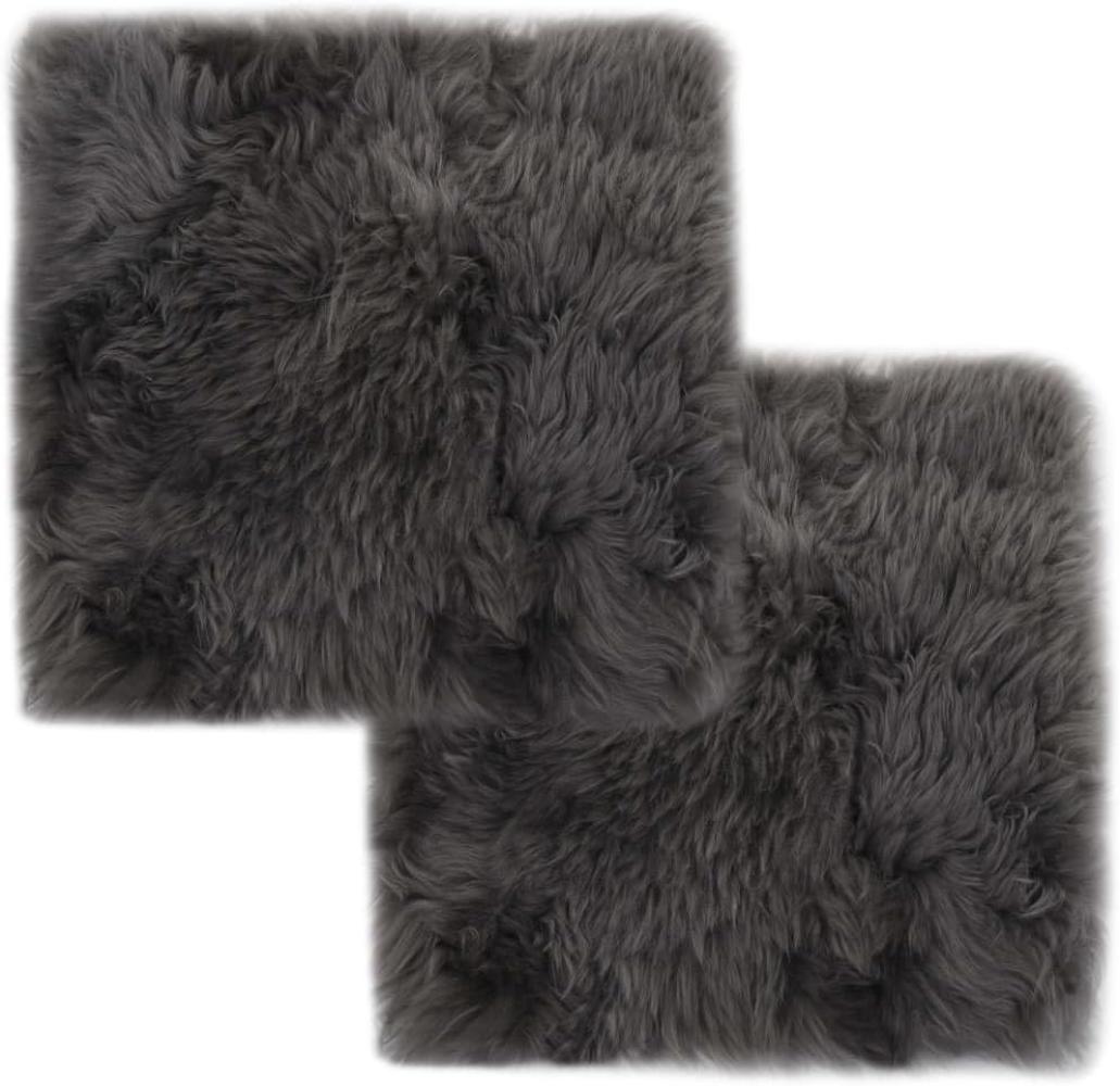 vidaXL Sitzkissen 2 Stk. Hellgrau 40x40 cm Echter Schafspelz 284716 Bild 1