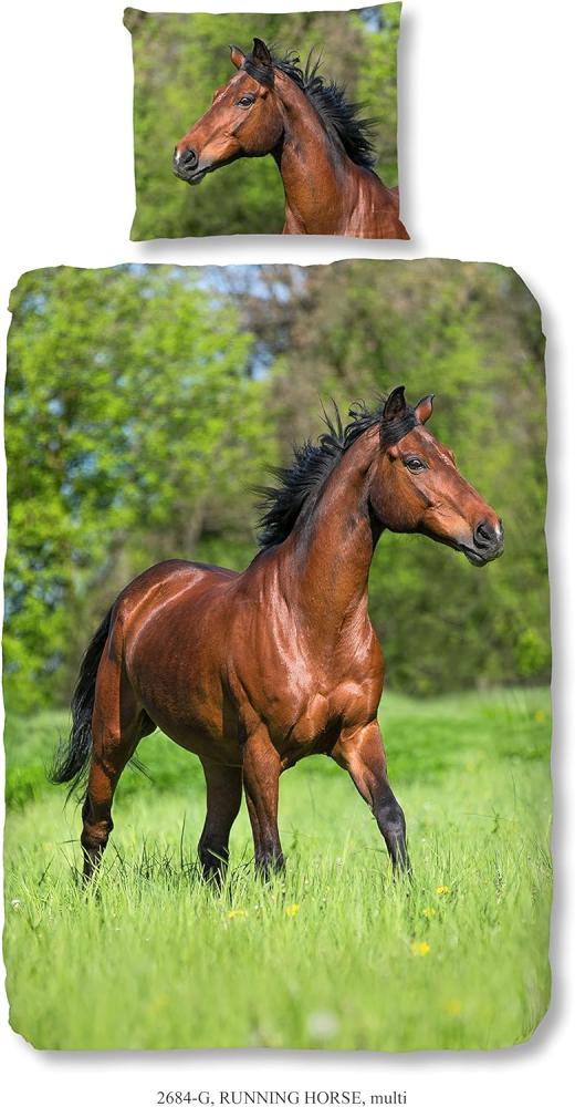 good morning Renforcé Bettwäsche 2 teilig Bettbezug 140x220 cm Kopfkissenbezug 60x70 cm Running horse 2684.99.01 Multi Bild 1