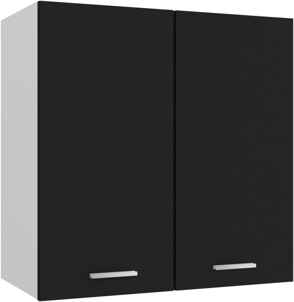 vidaXL Hängeschrank 2 Regalböden Küche Schrank Einbauküche Küchenzeile Küchenmöbel Oberschrank Küchenschrank Schwarz 60 x 31 x 60 cm Holzwerkstoff Bild 1