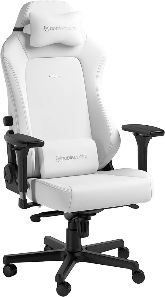 noblechairs Hero Gaming Stuhl - Bürostuhl Weiß Inklusive Kissen - Gaming Sessel High-Tech Kunstleder - Ergonomischer Stuhl - White Edition Bild 1