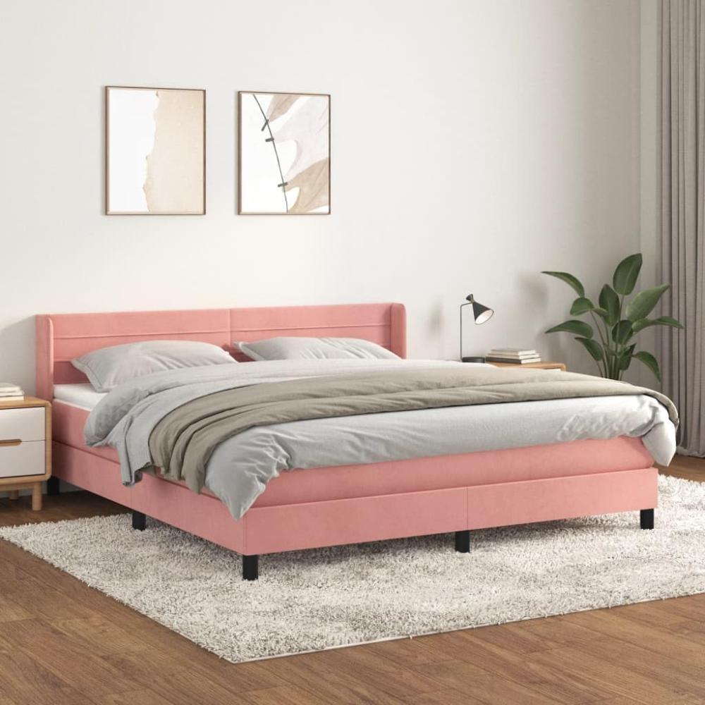 vidaXL Boxspringbett mit Matratze Rosa 160x200 cm Samt 3131032 Bild 1