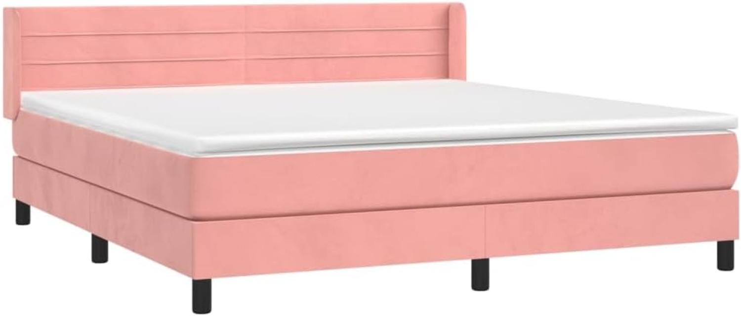 vidaXL Boxspringbett mit Matratze Rosa 160x200 cm Samt 3131032 Bild 1