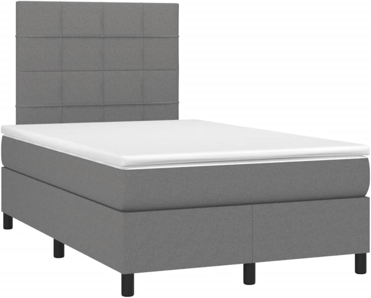 vidaXL Boxspringbett mit Matratze Dunkelgrau 120x200 cm Stoff, Härtegrad: H2 [3141762] Bild 1