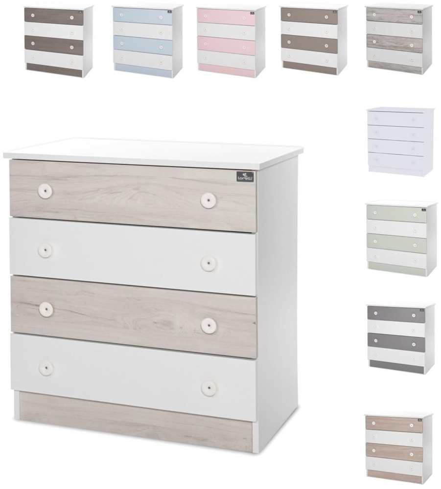 Lorelli Kommode Dresser 81 x 50 x 86 cm, 4 große Schubladen, schnelle Montage grau weiß Bild 1