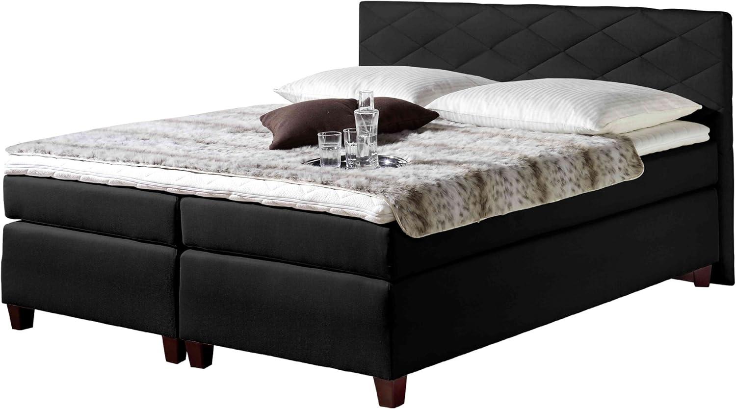 Maintal Boxspringbett Nagoya, 180 x 200 cm, Strukturstoff, Tonnentaschenfederkern Matratze H2, schwarz Bild 1