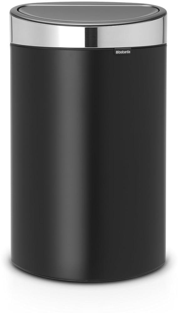 Brabantia Touch Bin, Mülleimer, Abfalleimer, Abfallbehälter, Matt Black, Deckel in Matt Steel, Stahlmatt, Fingerprint Proof, 40 L, 114847 Bild 1