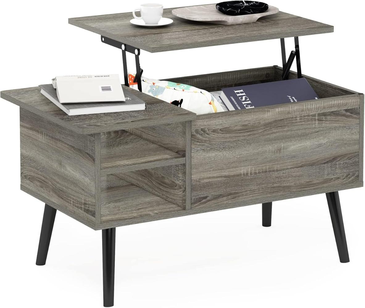 Furinno Jensen Couchtisch mit Holzbeinen, Eiche, French Oak Grey, 48. 01 (D) x 89. 99 (W) x 47. 60 (H) cm Bild 1