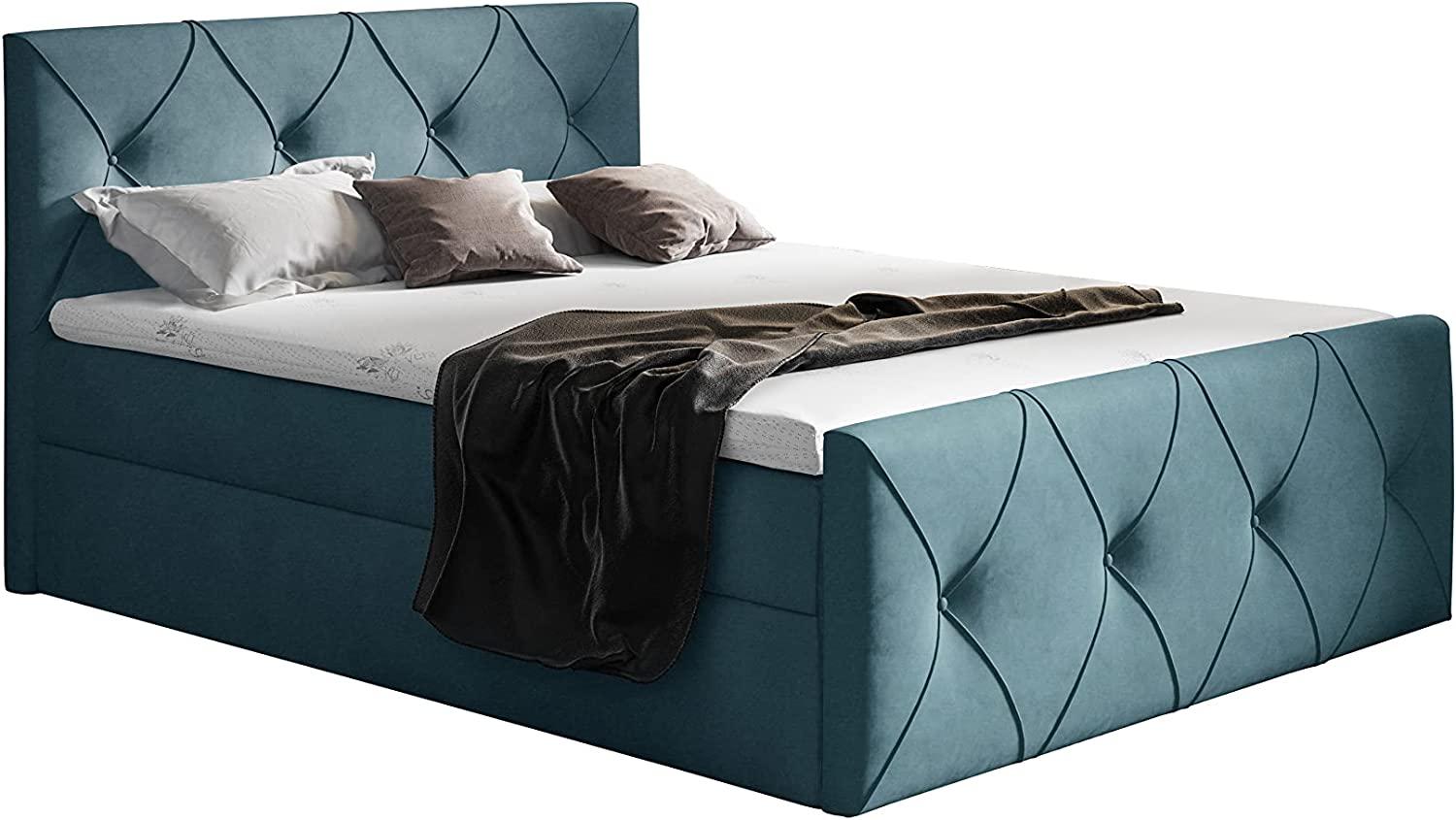 99rooms Arian Lux Boxspringbett Velours 200 x 200 cm Türkis Bild 1