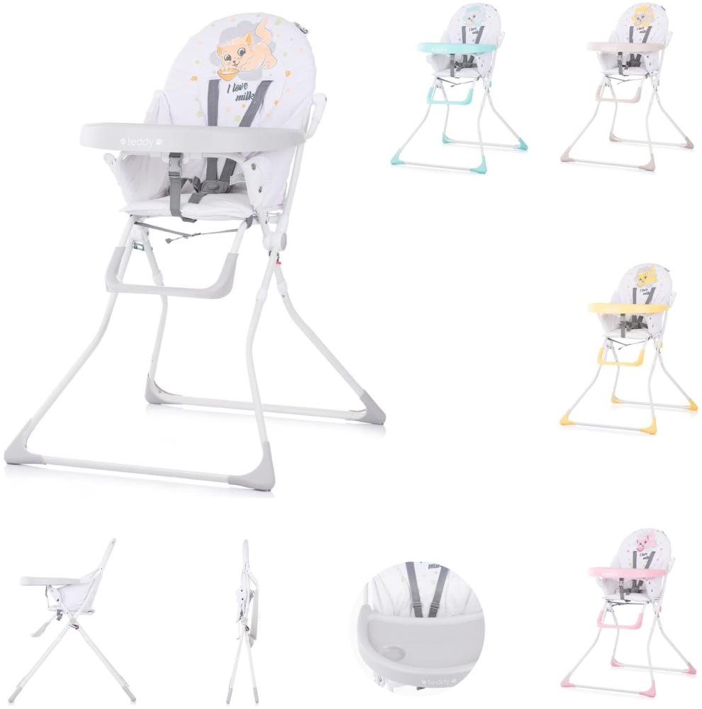 Chipolino Hochstuhl Teddy, klappbar, großer Tisch, verstellbare Fußablage, Gurt hellgrau Bild 1