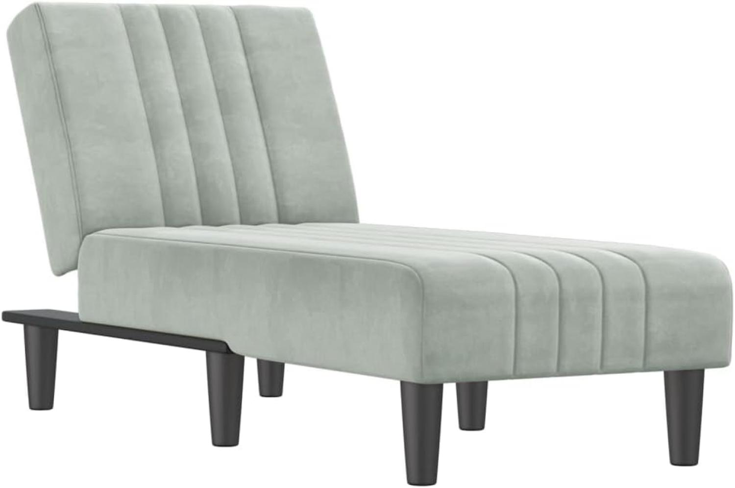 Chaiselongue Hellgrau Samt (Farbe: Grau) Bild 1