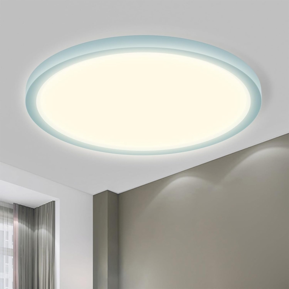 LQWELL® Deckenleuchte LED Deckenlampe, 1,6CM Ultradünn Rund Flach IP44 Wasserfest Badlampe 24W 4000K 2500LM Modern für Wohnzimmer Badezimmer Schlafzimmer Küche Balkon Keller Büro, 300 * 16mm Bild 1