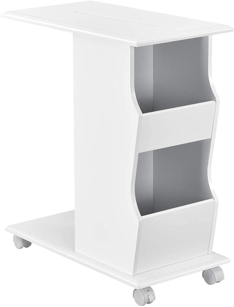 Beistelltisch Kungälv 53x30x63 cm Rollen und Staufächer Weiß en. casa Bild 1