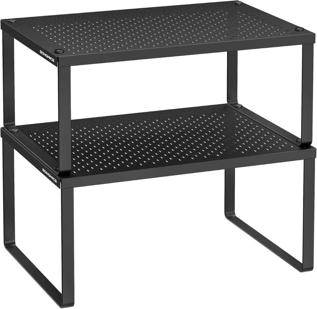 Songmics Gewürzregal, 4er Set, Küchenregal, Küchen-Organizer, Küche, Gewürzhalter, erweiterbar, stapelbar, kleines Regal, Metall, tintenschwarz KCS006B01 Bild 1