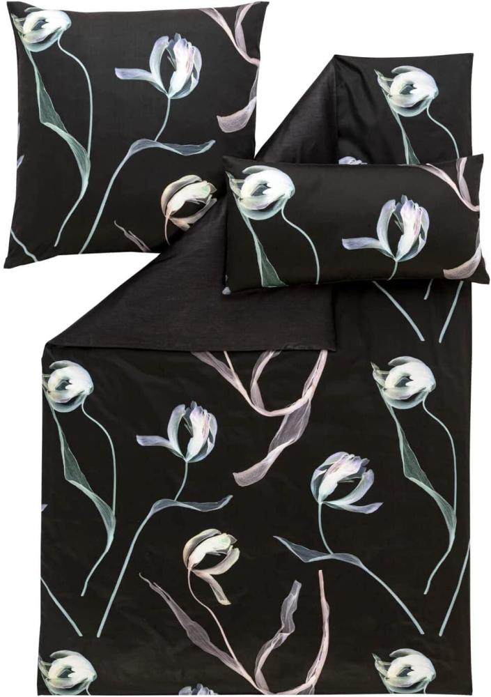 Estella Mako-Satin Bettwäsche DD 155x220 Tulipa schwarz Tulpen 7597-900 Bild 1