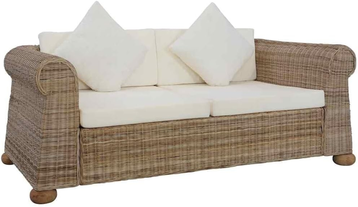 vidaXL 2-Sitzer-Sofa mit Auflagen Natur Rattan [283073] Bild 1