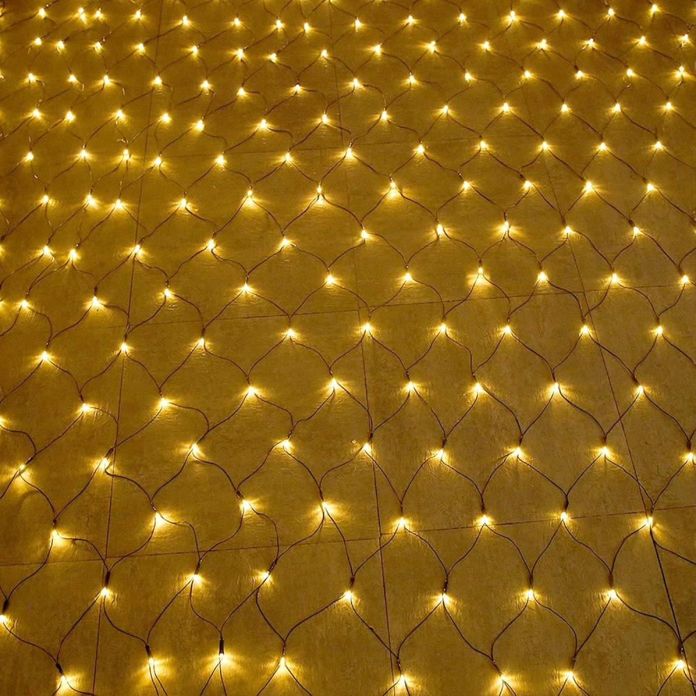 Aufun LED Lichternetz 6x4 m 480LEDs Lichterkette Lichterkettennetz 8Modi Lichtervorhang mit Stecker für Halloween Weihnachten Hochzeit Party Innen und Außen Dekoration, Anschließbar, Warmweiß Bild 1