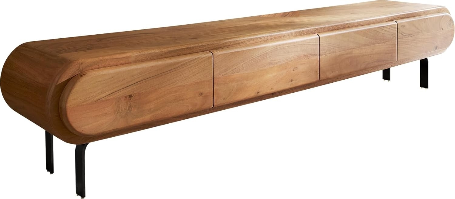 Lowboard Sohara 175 cm Akazie Natur 4 Türen L-Fuß schwarz Bild 1