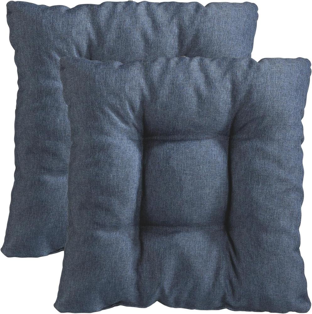 Traumnacht Stuhlkissen Cozy 2er Set, Bequeme Sitzkissen für Gartenstuhl, Küche oder Esszimmer, Indoor u. Outdoor, 38 x 38 x 6 cm, uni jeans Bild 1