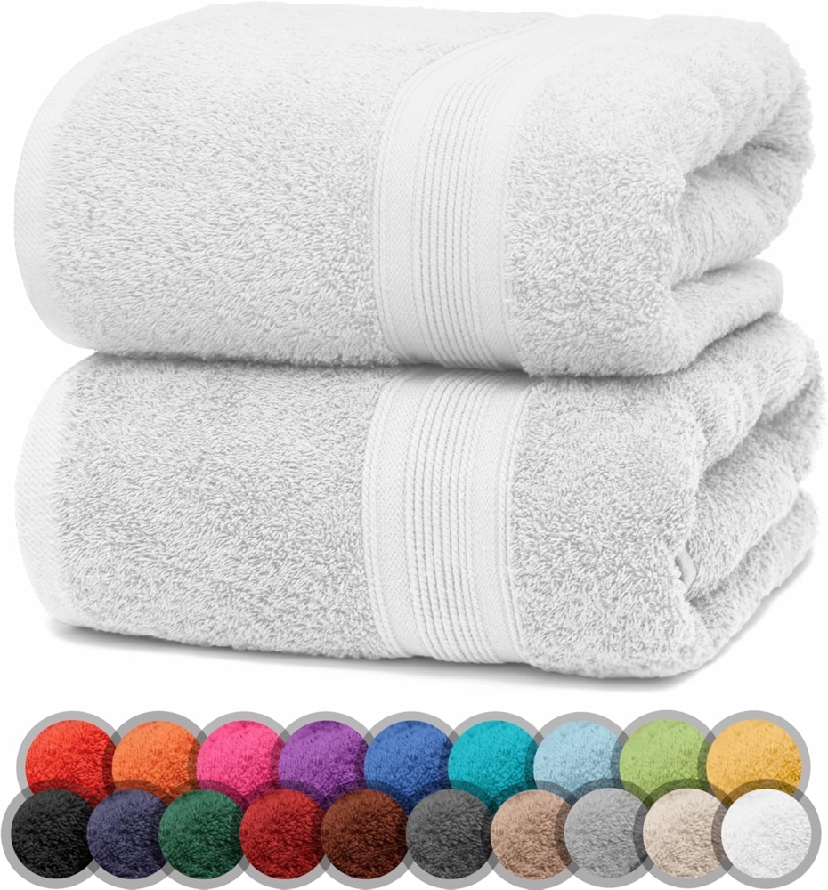 NatureMark 2er Pack DUSCHTÜCHER Premium Qualität 70x140 cm DUSCHTUCH Dusch-Handtuch Doppelpack Farbe: Weiß Bild 1