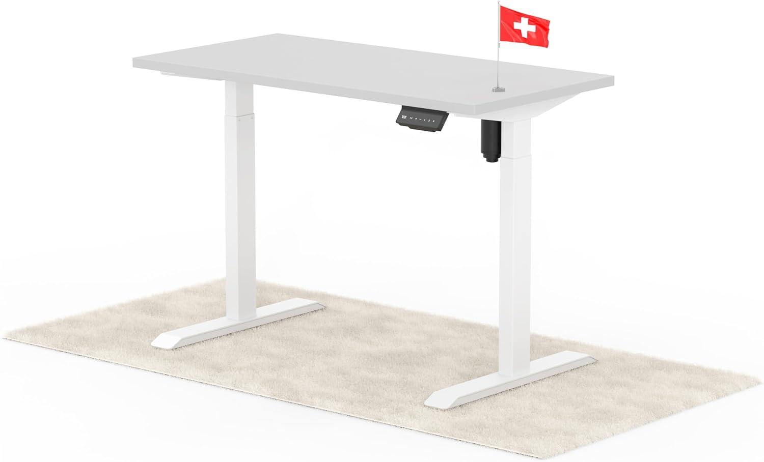 elektrisch höhenverstellbarer Schreibtisch ECO 120 x 60 cm - Gestell Weiss, Platte Grau Bild 1