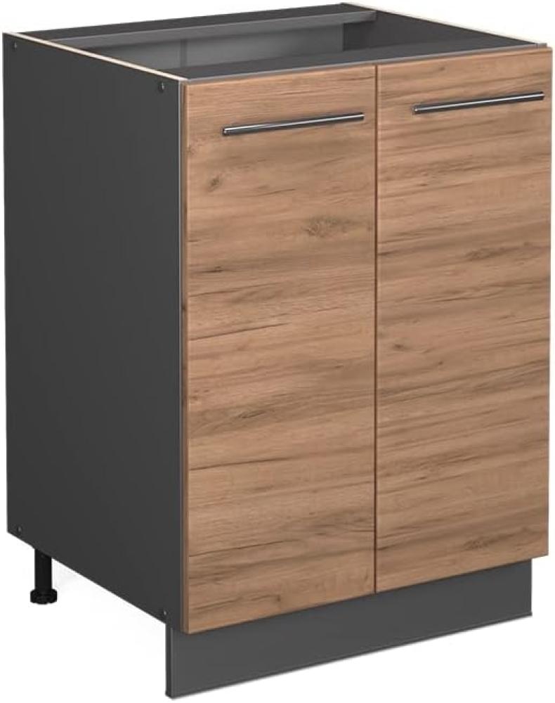 Vicco Küchenunterschrank Fame-Line, Goldkraft Eiche/Anthrazit, 60 cm, AP Marmor Bild 1